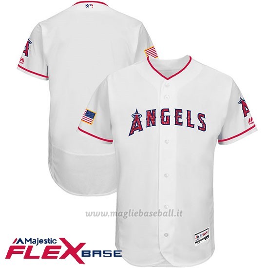 Maglia Baseball Uomo Los Angeles Angels 2017 Estrellas y Rayas Bianco Flex Base